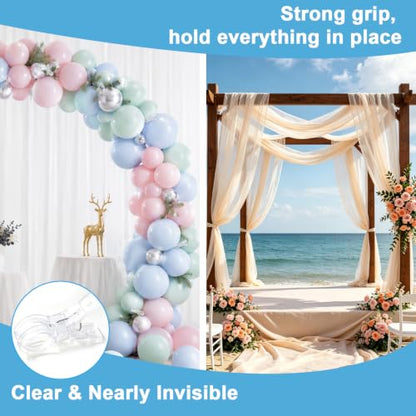 15 Pack Balloon Arch Clips, Transparent Plastic Spring Clamps for Backdrop, 3.5 Inch Clear Heavy Duty Clip for Balloon Arch Supplies Birthday Wedding Decoration Craft Photography Studio