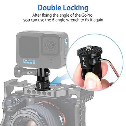 HSU Aluminum Tripod Mount Adapter, 1/4" 20 Mount for GoPro Hero 13/12/11/10/9/8/7 Insta360 X3/X2/X/RS/R and Other Cameras (Black) - color: 1 Pack