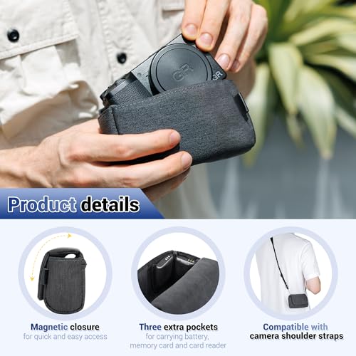 Compact Camera Case for Ricoh GR IV GR III SONY RX100 VII Lumix ZS99 | Lumix ZS99 ZS300 Canon SX740 G7X III Compatible, KODAK FZ45 FZ55 H35N Snapic A1 Compatible, Without Strap, Oxford fabric - color: Polyester Camera Case Dark Gray