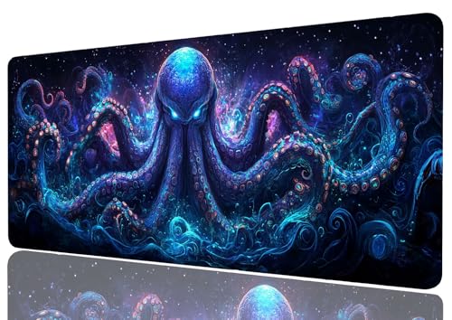 Cthulhu Desk Mat Gaming Desk Pad Large Mouse Keyboard Pad Dark Academia Fantasy Dark Sky Blue Desktop Mat for Keyboard and Mouse Extra Large Full Desk Computer Pads Desk Decor 31.5" x 11.8" - color: Cthulhu, size: 31.5L x 11.8W inches