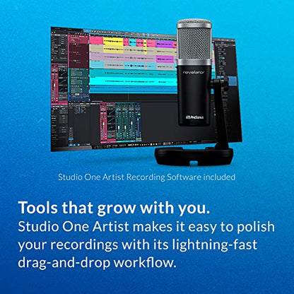 PreSonus Revelator USB Condenser Microphone for podcasting, live streaming, with built-in voice effects plus loopback mixer for gaming, casting, and recording interviews over Skype, Zoom, Discord - style: Revelator USB-C Condenser Mic