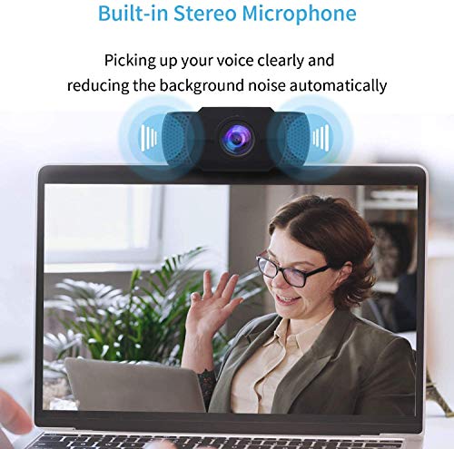 Wansview 1080P HD USB Webcam with Dual Microphone & Auto Light Correction, Compatible with Desktop Computer, Laptop and TV, Plug and Play Web Cam for Video Streaming, Conference, Gaming and Study