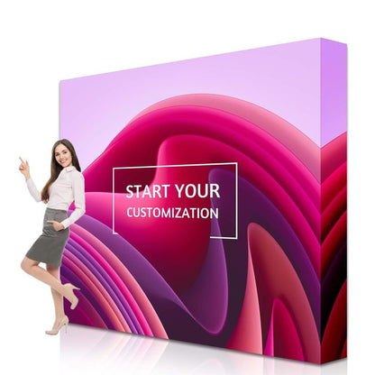 Customize Fabric Display Stand Trade Show Backdrop Aluminum Portable Pop Up Display Banner Backdrop with Collapsible Frame and Banner Set 12.5×7.5 FT - color: Pop-Up Displays, size: 12.5×7.5 FT