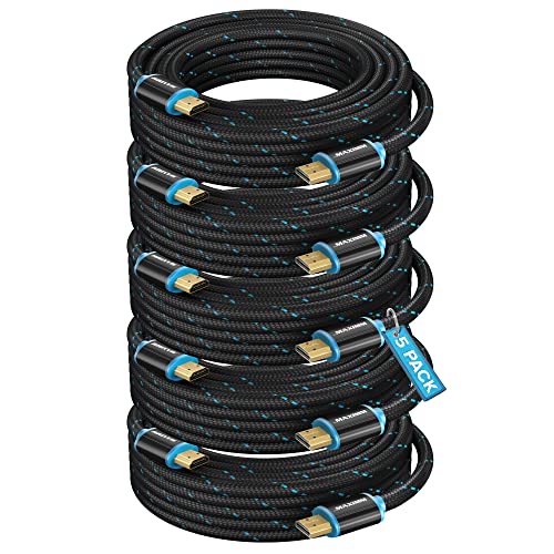 Maximm Hdmi Cable 4K 20 Ft, 5 Pack, Braided, 18Gbps, Hdmi 2.0, Gold-Plated - color: 5 Pack, size: 20 Feet