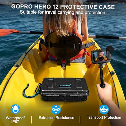 Lekufee Travel Waterproof Hard Case for Gopro Hero 13/12 / 11/10 / 9, Hero 4K, LIT Hero, Media Mod, and Other Accessories(Case & Bag Only)