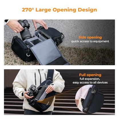 K&F CONCEPT Camera Sling Bag Crossbody Bag Camera Shoulder Backpack DSLR/SLR/Mirrorless Photography Bags Compatible with Canon/Nikon/Sony/Fuji/Gopro/DJI - color: Blue, size: Medium