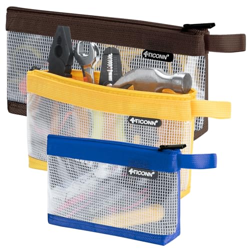 TICONN Tool Pouch, 1680D Oxford Small Tool Bag, Tool Pouches with Zipper, Clear Utility Bag Zipper Pouch for Tool Organizers and Storage (3PK Combo) - size: Clear, 3 Pack Combo