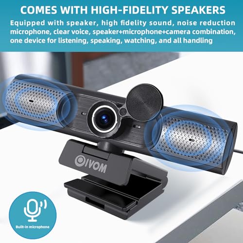 Webcam with Microphone and Speaker, 1080P Web Camera for Desktop Computer Laptop, USB Camera with Physical Privacy Cover,Plug and Play, Streaming Webcam, Wide Angle PC Cam (1080p mic Speaker)
