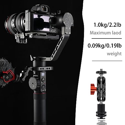 Mini Magic Arm Multi-Function Double Ball Head with Cold Shoe Mount and 1/4"-20 Screw for Monitor, LED Light, Microphone, Max Load up to 2kg/4.4lb