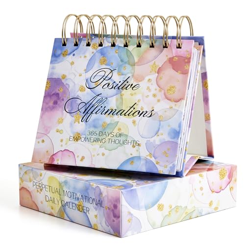 Bright Every Day Daily Flip Calendar with Inspirational Quotes - Motivational Perpetual Calendar Desk Office Home Decor for Women, Gifts Desk Accessor - color: Colorful bubbles