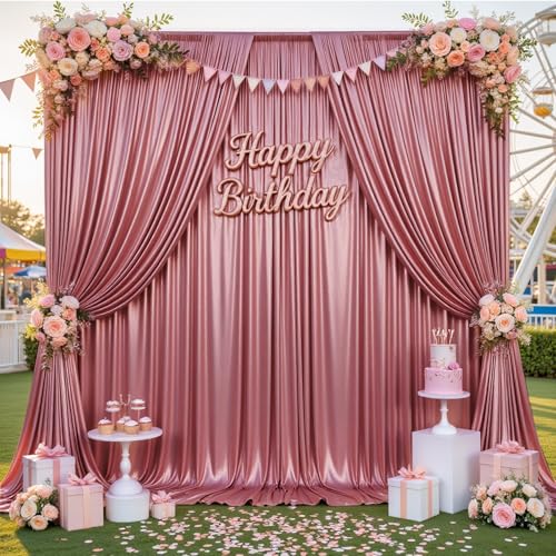 10x10ft Thick Rose Gold Glitter Backdrop Curtain Panels for Parties, Wrinkle Free Sequin Sparking Photo Backdrop Drapes, 2 Panels 5x10ft Shimmer Back Drop Cloth for Wedding Birthday Photography - color: Rose Gold, size: 5'(W) x 10'(H), 2 panels