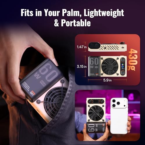 ZHIYUN FIVERAY M60 Ultra RGB Video Light 60W Portable Outdoor Fill Handheld Light 430g DSLR Camera Light with Cold Shoe Photography Light Setup for YouTube TK APP Control 2500K~10000K