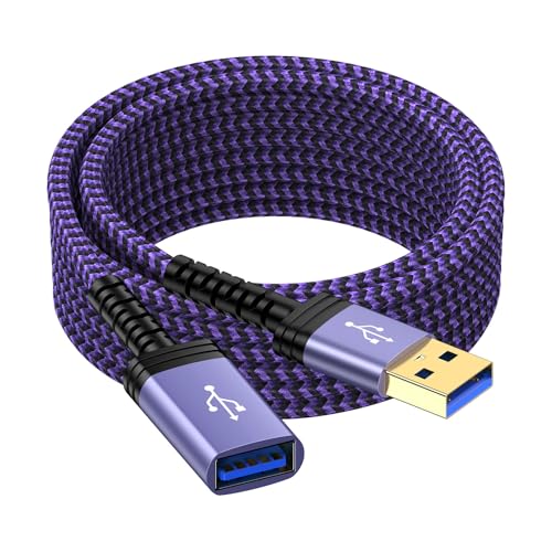 USB Extension Cable,10FT USB3.0 Extender USBA Extension Cord USB Male to Female 5Gbps Fast Data Transfer for PC,Computer,Flash Drive,Keyboard,Mouse,Hard Drive,Printer,Webcam,Headset,USB Hubs,Camera - color: Purple