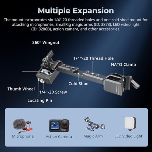 SmallRig Camera Monitor Mount w/Quick Release NATO Clamp, Cold Shoe Mount | Anti-Twist Design for DJI RS 4 Mini/RS 2 / RSC 2 / RS 3 / RS 3 Pro/RS 3 Mini - style: Classic