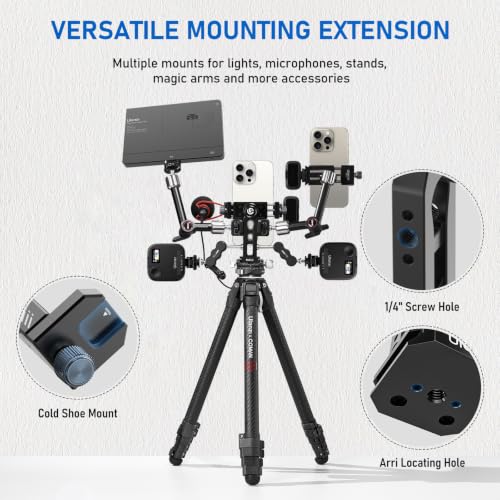 Ulanzi MA53 Metal Tripod Phone Mount, Smartphone Tripods Adapter with Arca Swiss/Uka Port, 2 Cold Shoe, 360° Cellphone Tripod Mount, for iPhone 17 Samsung Holder for Photo Video Vlogging Rig