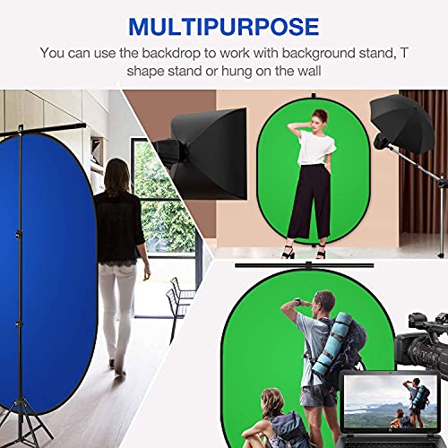 Yesker 5ft x 6.5ft Chromakey Backdrop, 2-in-1 Background Screen Green and Blue Screen, Foldable Backdrop for Photography, Gaming and Live Streaming - size: 5x6.5ft Chromakey Backdrop