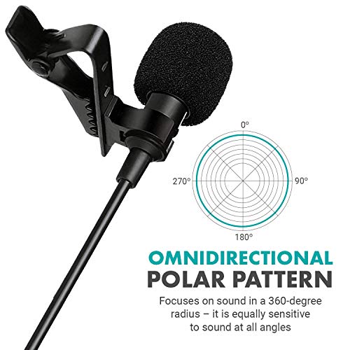 Movo LV1 Lavalier Lapel Clip on Microphone for Cameras, Camcorders and Smartphones Compatible with iPhone and Android Perfect Lav Mic for Filming Podcast, Vlogging and YouTube Videos