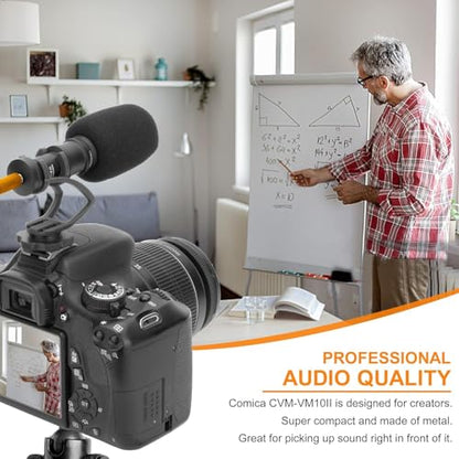 Camera Microphone,Comica CVM-VM10II Professional Video Microphone with Shock Mount, Deadcat,Compact Shotgun Mic Compatible with iPhone,DSLR Camera,Android Smartphones- Perfect for TikTok YouTube Vlog - color: Black