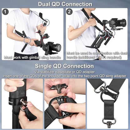 Weight Reducing Adjustable Shoulder Strap, RS4 RS3 Gimbal Shoulder Strap, Gimbal Belt with Baseplate Quick Release QD Buckles, Compatible with Sling Handle for DJI RS 4/RS 4 Pro/RS 3/RS 3 Pro/RS 2 - color: W3207.