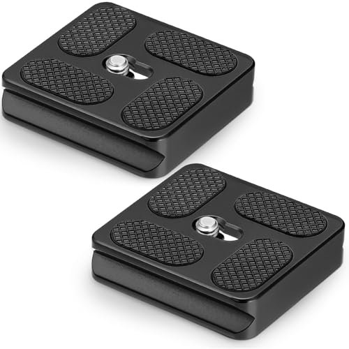 Frienda 2 Pieces Metal Quick Release Plate with 1/4''-20 Camera Screw Tripod Mount Plate Fits Standard for DSLR Camera Tripod Ball Head (Black,Pu40) - color: Black, style: PU40
