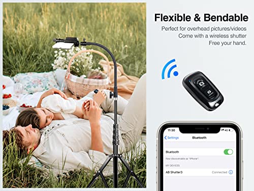 Elitehood 81" Tall Flexible Tripod Stand for iPhone with 17in Adjustable Gooseneck with Remote Compatible with iPhone 13 Pro Max / 13 Pro / 12 Pro Max, Android Phone - style: Heavy Duty Tripod