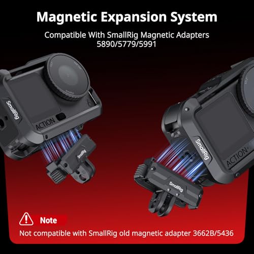 SMALLRIG Action 6 Cage for DJI Osmo Action 6 with Expansion Interfaces, Cold Shoe, 1/4"-20 Threaded Hole, Quick Release, Aluminum Action Camera Cage for DJI Action 6, Protective Frame Cage - 5888 - style: Basic Cage