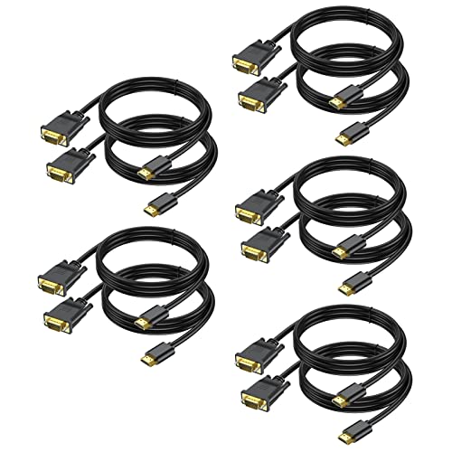 HDMI to VGA Cable 3 Feet 10-Pack, HDMI to VGA (Male to Male) 1080P HD Video Cord Compatible for Computer, Desktop, Laptop, PC, Monitor, Projector, HDTV and More (NOT Bidirectional) - size: 3 Feet, style: 10Pack