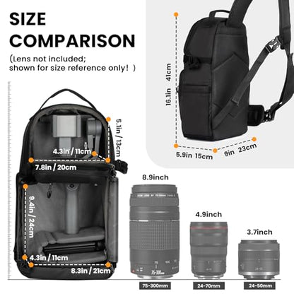 TARION Camera Sling Bag DSLR Sling Backpack for Photographers with Waterproof Raincover Tripod Holder TR-S - color: Sling Bag Grey, size: Large