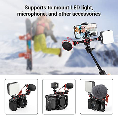 Dual Cold Shoe Mount by SmallRig, Extension Bar Universal Cold Shoe Adapter with 1/4" Thread Holes, for Microphone,Led Video Light, Audio Recorder Monitors-3483B