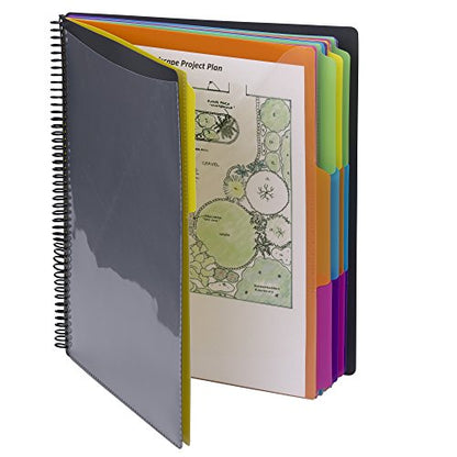 Smead 24 Pocket Poly Project Organizer, 1/3-Cut Tab, Letter Size, Gray with Bright Colors (89206), (Pack of 10) - style: Brights, 10 Count