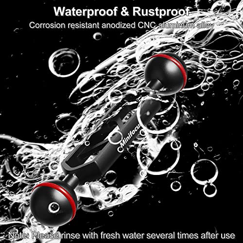 MINIFOCUS 5" Double Ball Aluminum Extension Arm, 1" Ball Head Connector Underwater CNC Arm System Ball Head Extension for Strobe/Video Light/Diving Camera Tray, Waterproof and Rustproof (2pack) - size: 5" Extension Arm