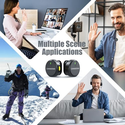LIANGSTAR Wireless Lavalier Microphone for iPhone/Android, Mini Microphone with Charging Case Noise Canceling, 40H Battery Life, Lapel Mic with Mute Button for Video Recording, Interview, Vlog, TikTok