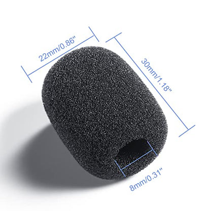 Frienda 100 Pieces Headset Mic Foam Cover Sponge Mini Microphone Windscreen Black Mic Shield Protection for Small Lapel and Headset Microphones