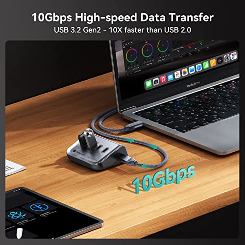 Yottamaster 4-in-1 USB C Hub, 10Gbps USB 3.2 Gen 2 Desktop Hub with 2 USB-A& 2 USB-C Data Ports, 2-in-1 USB-C/A Cable, Angled USB Splitter for PC, Laptop, Mac mini, MacBook, iMac(Not Support Charging) - style: with 2 USB-C & 2 USB-A
