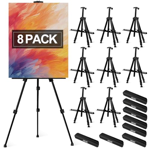 AROIC Art Painting Artist Easel Stand, Painting Display Easel Stand,Portable Adjustable Iron Tripod Display Stand with Bag, Height from 20 to 66 in for Table-Top/Floor Drawing and Displaying(8 Pack) - style: 8P