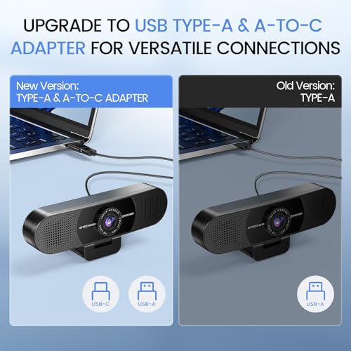 EMEET C960 1080P Webcam with Microphone, 2 Mics, 90° FOV, USB Type-A & A-to-C Adapter, Fixed Focus, Plug&Play Computer Camera for Zoom/Teams/Facetime/YouTube/Google Meet/Switch 2 Camera, 2025 Version - style: 1080P Updated