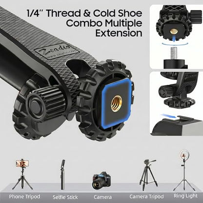 Zeadio Universal Phone Tripod Mount, Cell Phone Holder Clamp with Dual Rotatable Cold Shoe, 360° Rotation & 180° Tilt for Camera Hot Shoe, Vlogging, Video Recording - style: Cold-shoe Version