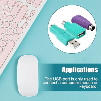4PCS PS/2 to USB & USB to PS/2 Adapter Combo, 2 Types PS2 t o U SB A Male Female Converter for Keyboard Mouse Replacement PS-2 Jack Adapter for Desktop PC Laptop Notebook (Green & Purple)