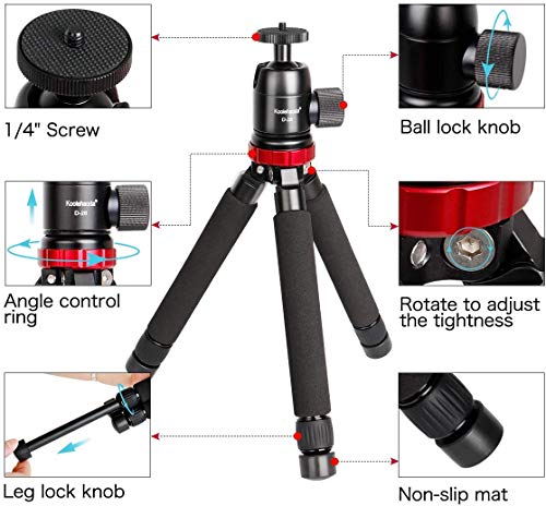 Koolehaoda Metal Mini Tripod with 360° Ball Head and 1/4" Screw Desktop Tabletop Stand Tripod for Cameras,Load up to 8kg - (MT-02+D28) - color: MT-02+D28
