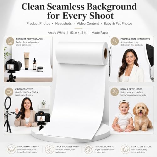 Yizhily Seamless Backdrop Paper Roll,53" x32.8', Heavyweight Matte Lite Blue Photo Background for Small Studio Headshots, Tabletop Product & Food Photography - color: Lite Blue, size: 53" x32.8'