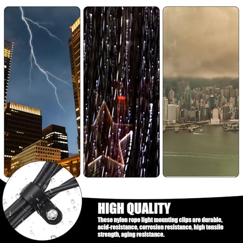 JJUNW 50 Pcs 1/2 Inch Outdoor Cable Clips, Plastic Rope Light Clips Black Wire Fence Clips, Extension Cord Wall Clips with Screws for Wire Management(1/2 Inch) - size: 1/2 Inch