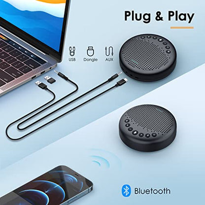 EMEET Conference Speaker and Microphone Luna 360° Voice Pickup w/Noise Reduction/Mute/Indicator USB Bluetooth Speakerphone w/Dongle for 8 People Daisy Chain for 16 Compatible with Leading Software - size: Black Luna for 8