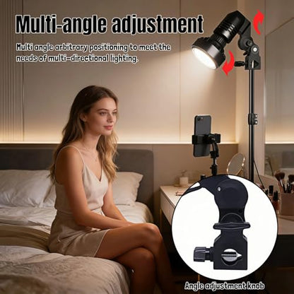 E27 Lamp Holder with Umbrella Bracket, 360° Adjustable Photography Light Stand Mount with 1.8M Cable & Switch, Nylon E27 Socket for Studio Video Recording, Live Streaming, and Continuous Lighting