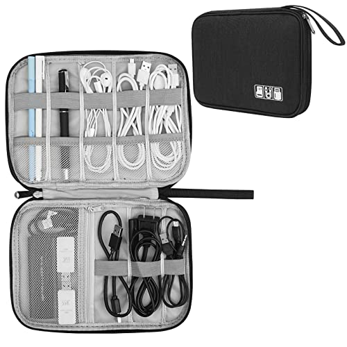 Electronic Organizer Travel Universal Cable Organizer Electronics Accessories Bag for Cable, Charger, Phone, USB, SD Card,1Pack - color: Black, size: Single Layer/9.85”x7.48”x0.79”