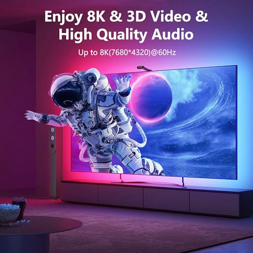 CERRXIAN 8K HDMI Coiled Cable, Ultra HD High Speed HDMI to HDMI Coiled Cable 2.1 Support 8K 4K 3D and Dynamic HDR Up to 48Gbps, Compatible with TV, PC,Camera Monitors Projector ect 3FT/0.9M