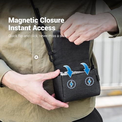 KIWIFOTOS Travel Camera Case for Fuji X100VI/PowerShot V1 Oxford | without strap, Fits X100VI/X-E5+23/27mm lens & PowerShot V1. Anti Scratch, magnetic flap, soft lining, rear zipper pocket - color: Oxford Camera Case Gray