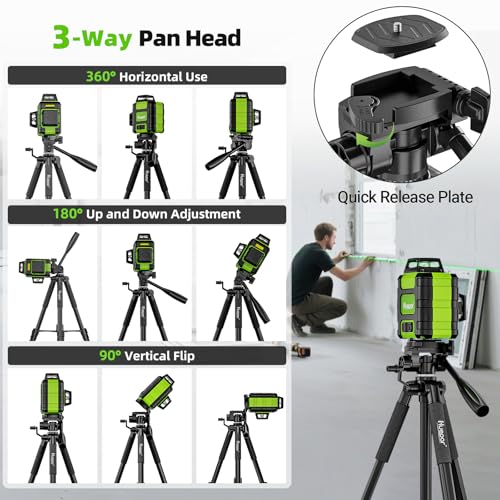 Huepar Tripod 50-inch Extendable Height Tripod Use with Laser Level, Point Lasers, Lazer Distance Measures, 1/4" and 5/8" Thread Mount for for Varieties Tools, Outdoor and Indoor T13A - size: 50-Inch
