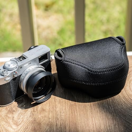 Soft Neoprene Camera Case Pouch Bag for Fuji Fujifilm XE5 X100VI X100S X100T X100F X100V with/without LH-X100 Lens Hood,X100VI Protective Storage with Inner Anti-Loss Lanyard,Not Affect Use Neck Strap - size: for Fujifilm XE5 X100VI X100V & More