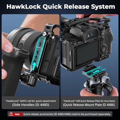 SmallRig HawkLock Quick Release Full Cage for Sony Alpha 7R V/Alpha 7 IV/Alpha 7S III/Alpha 1 / Alpha 7R IV/Alpha 7 V, Built-in Quick Release Plate for Arca, Cold Shoes (Upgraded Version) - style: Normal Cage