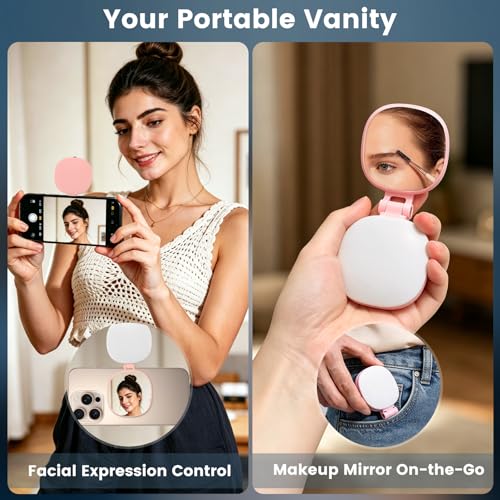 SJZXVZ Magnetic Selfie Light, 3-Mode Phone Light Compatible with Phone Magsa for Selfies/Photography/TikTok/Zoom Calls/Video Conference, Long-Lasting & Rechargeable, CRI97, Pink - color: Pink